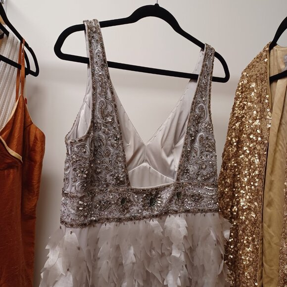 Sue Wong Beaded Gatsby Feather Dress size 14 - Picture 6 of 16